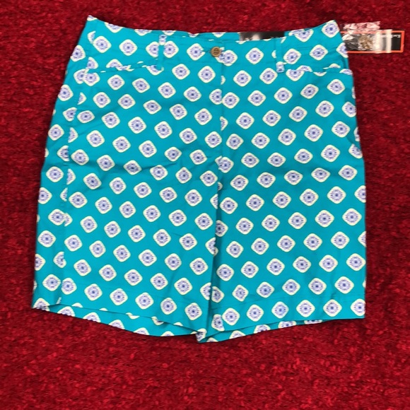 Teal print Kim Rogers shorts. Size 14. New with tags. - Picture 2 of 6